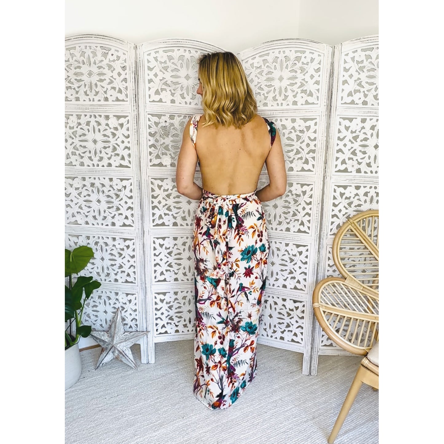 Bird Print Maxi Dress