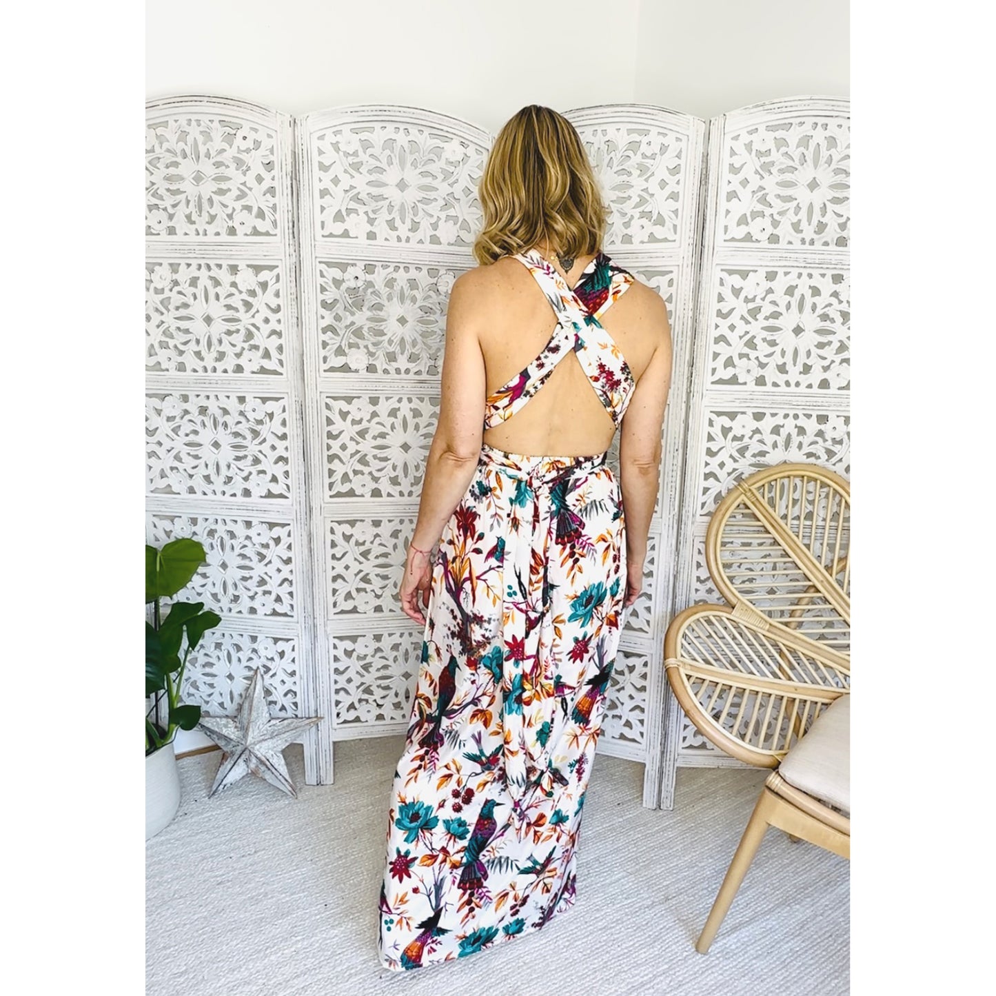 Bird Print Maxi Dress