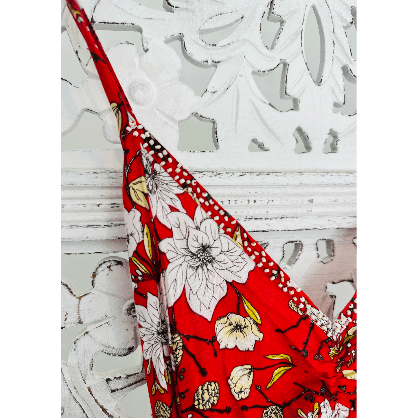 Embellished Floral Print Maxi Dress