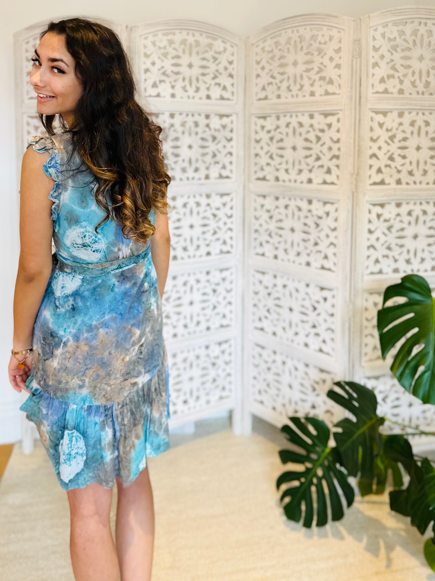 Short Printed Wrap Dress
