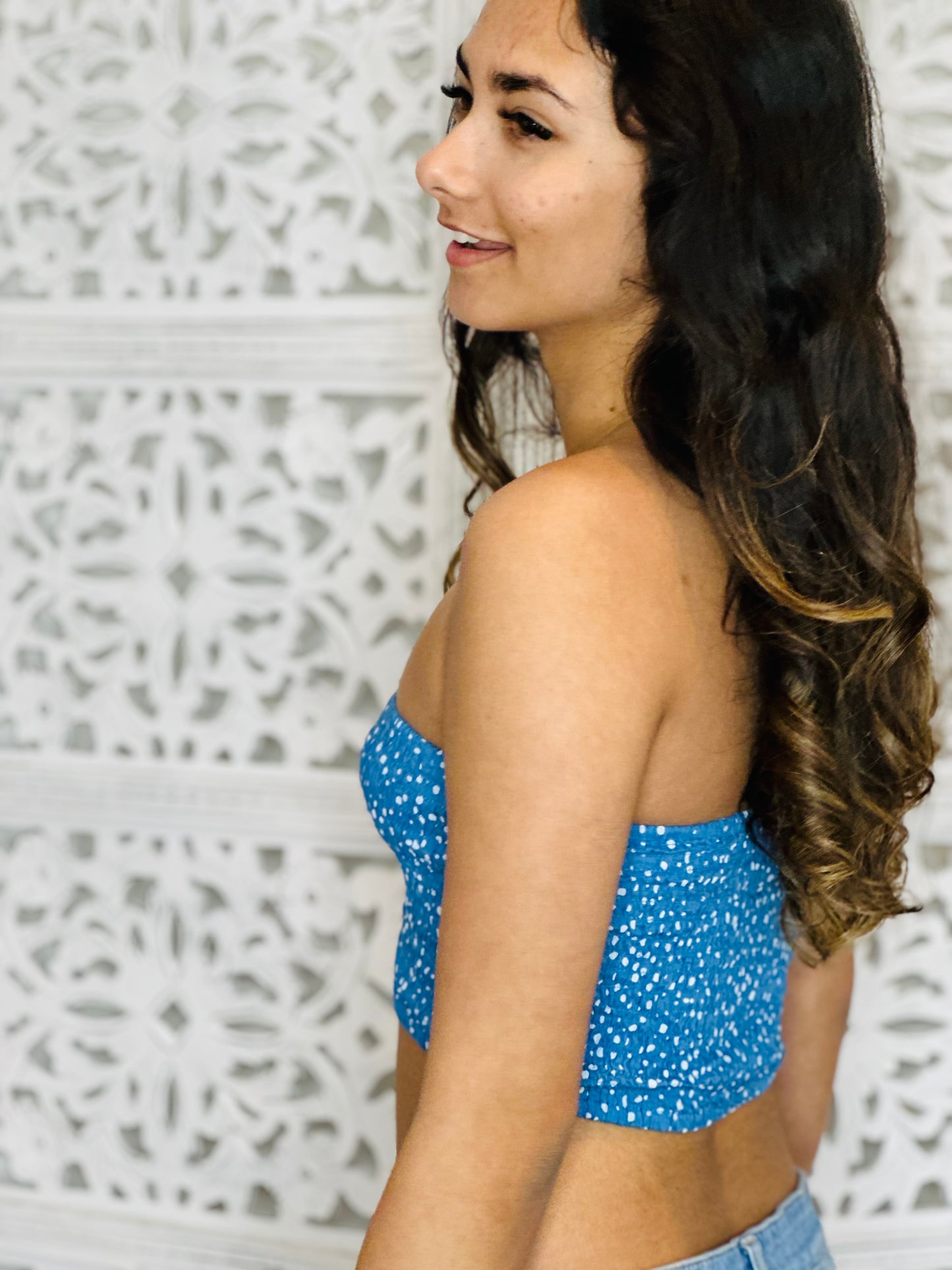 Blue Polka Dot Boob Tube