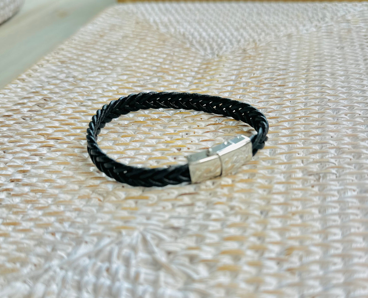 Black Braided Leather Bracelet