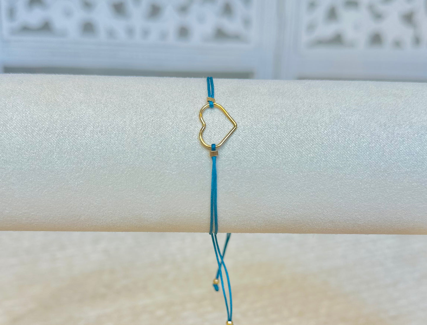 Blue Thread Bracelet with Gold Plated Heart