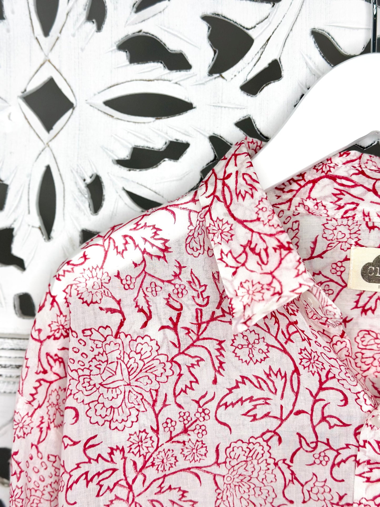 Red Blockprint Men's Shirt