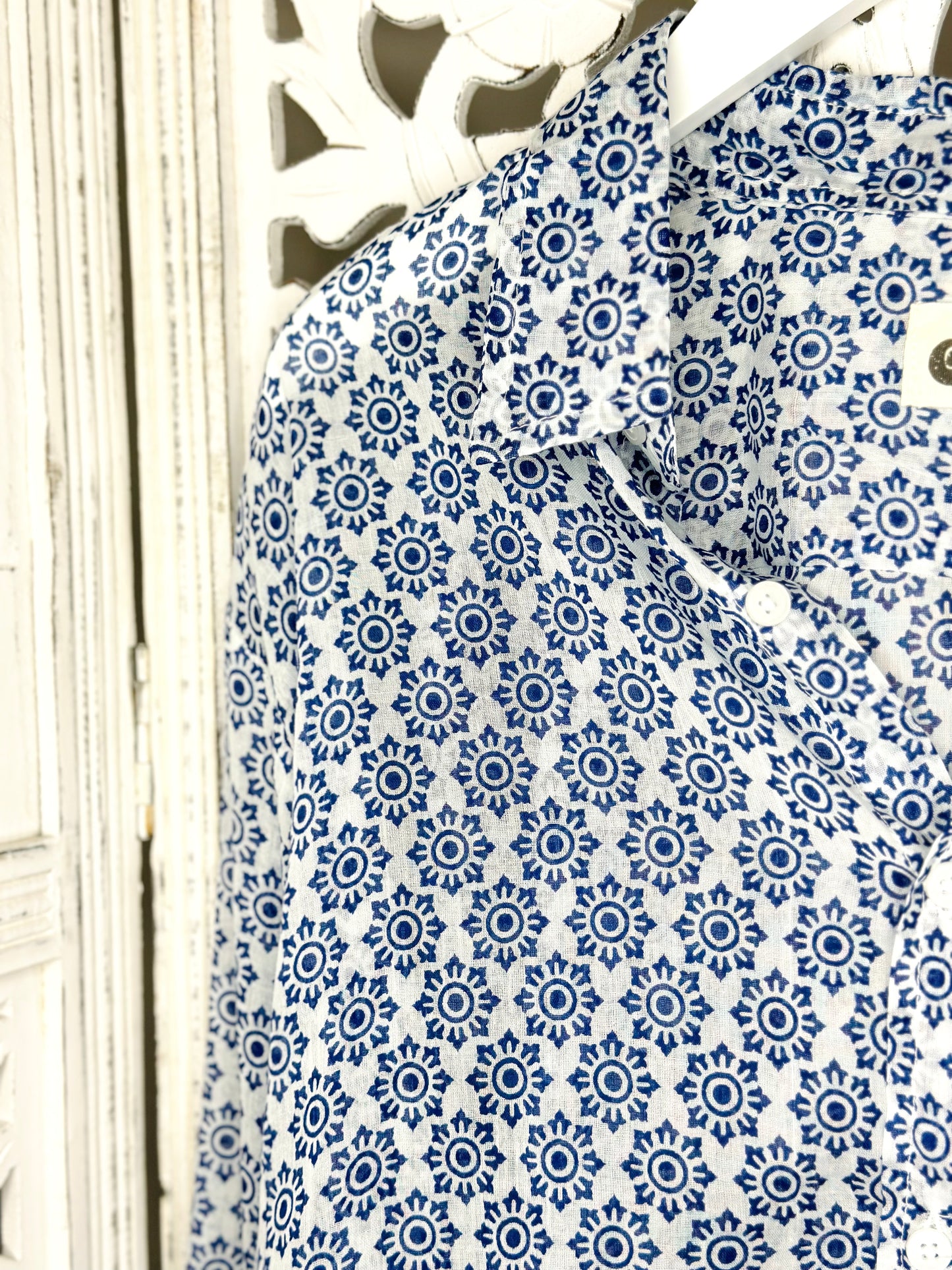Blue Block Print Shirt