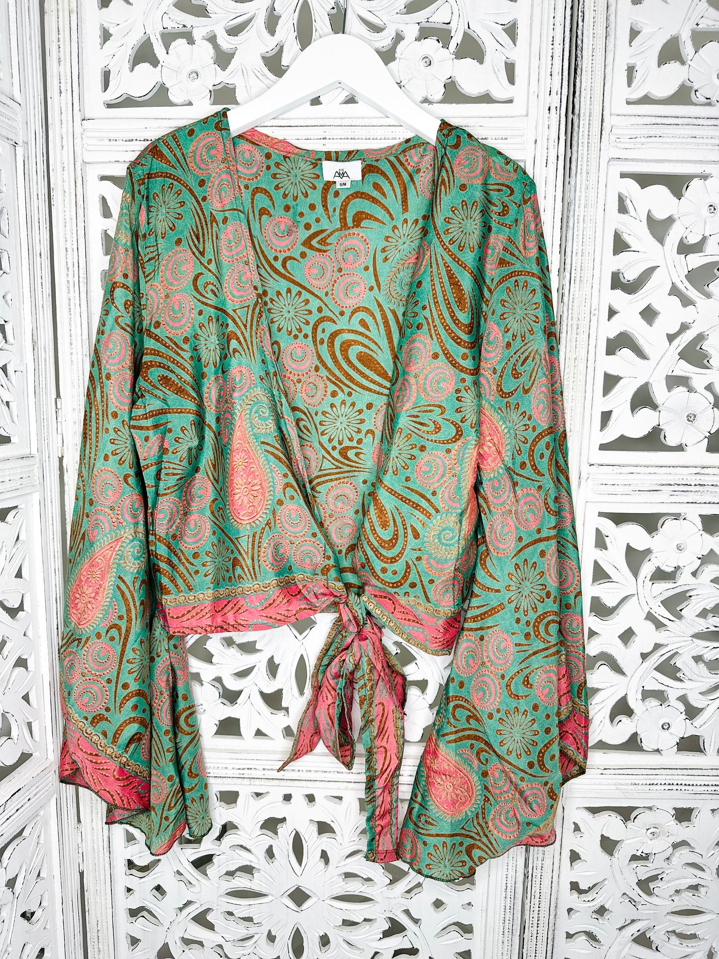 Soft Green Vintage Silk Kimono Wrap