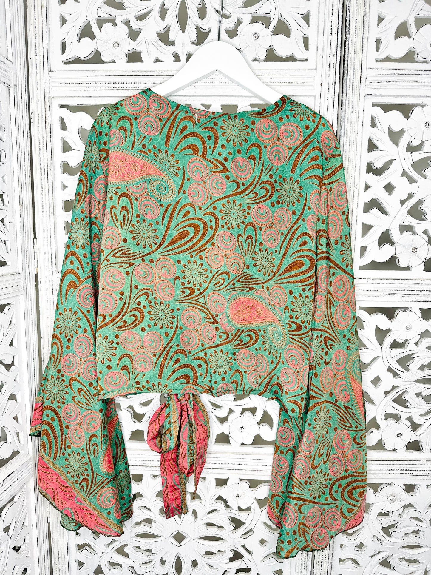 Soft Green Vintage Silk Kimono Wrap