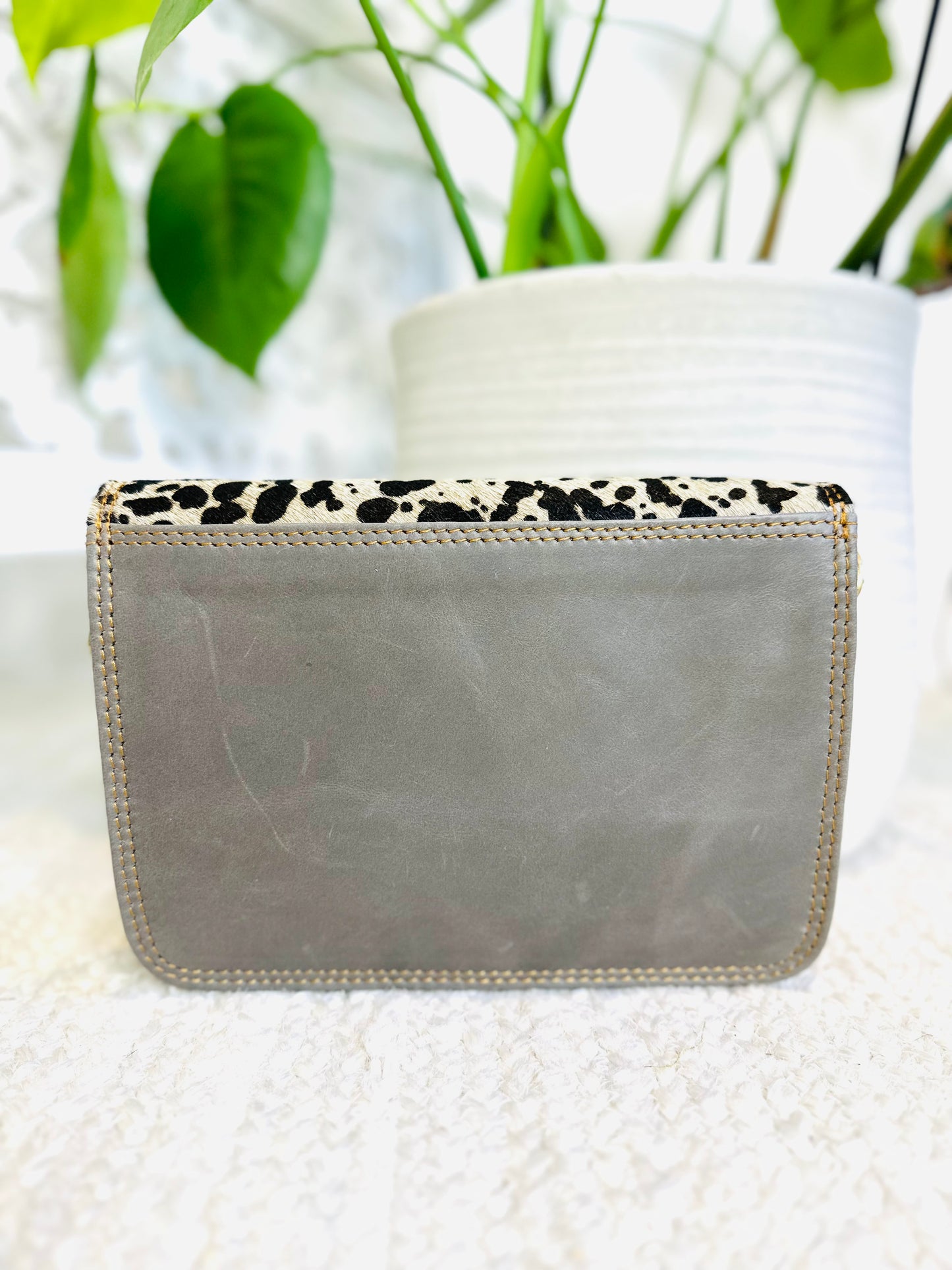 Cow Print / Green Small Clutch