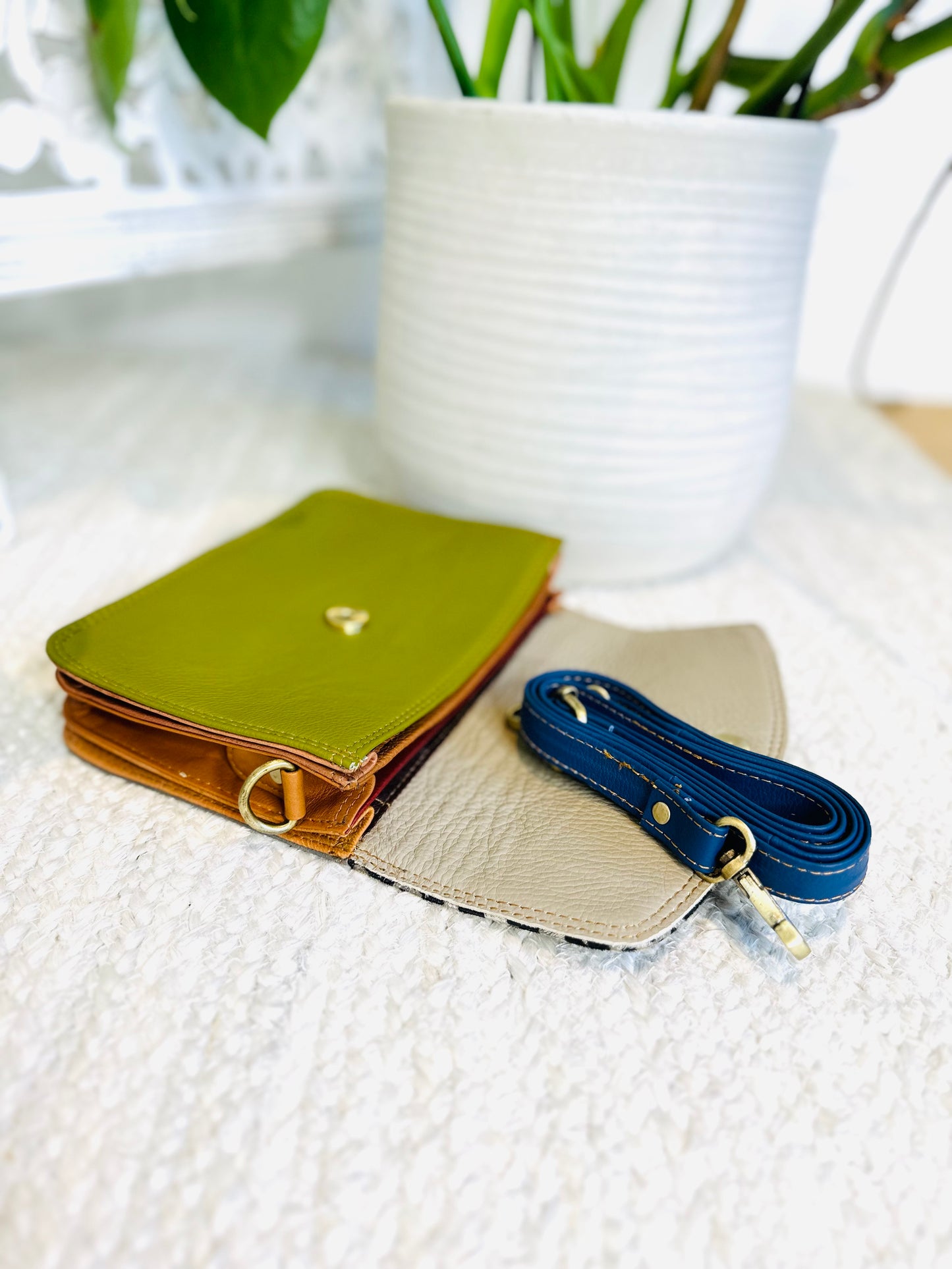 Cow Print / Green Small Clutch