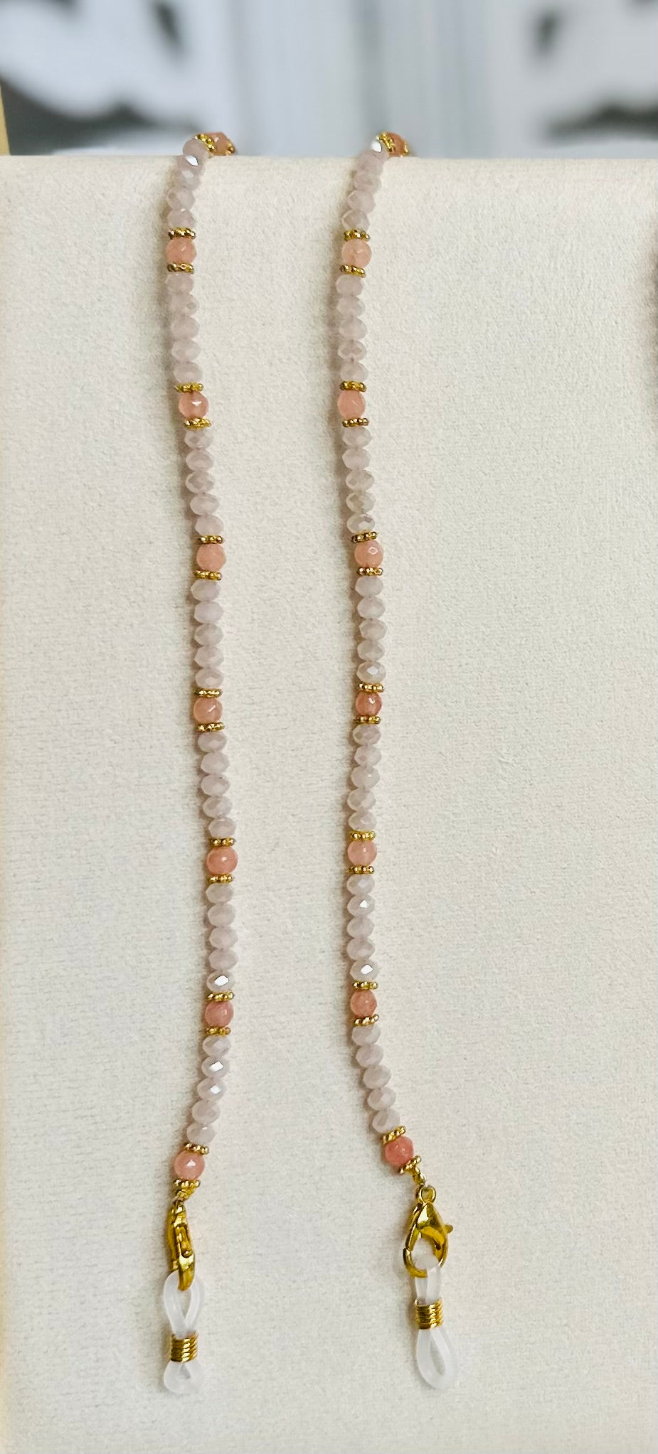 Pale Pink Natural Stone Beaded Sunglasses Chain