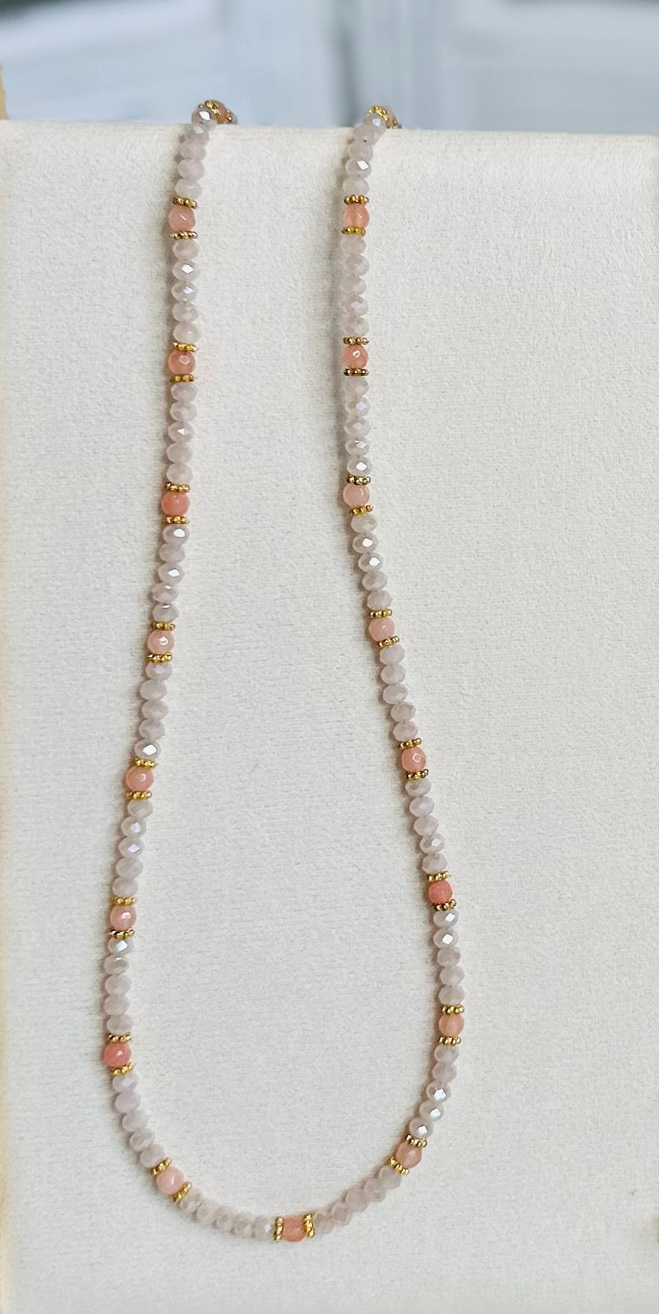 Pale Pink Natural Stone Beaded Sunglasses Chain