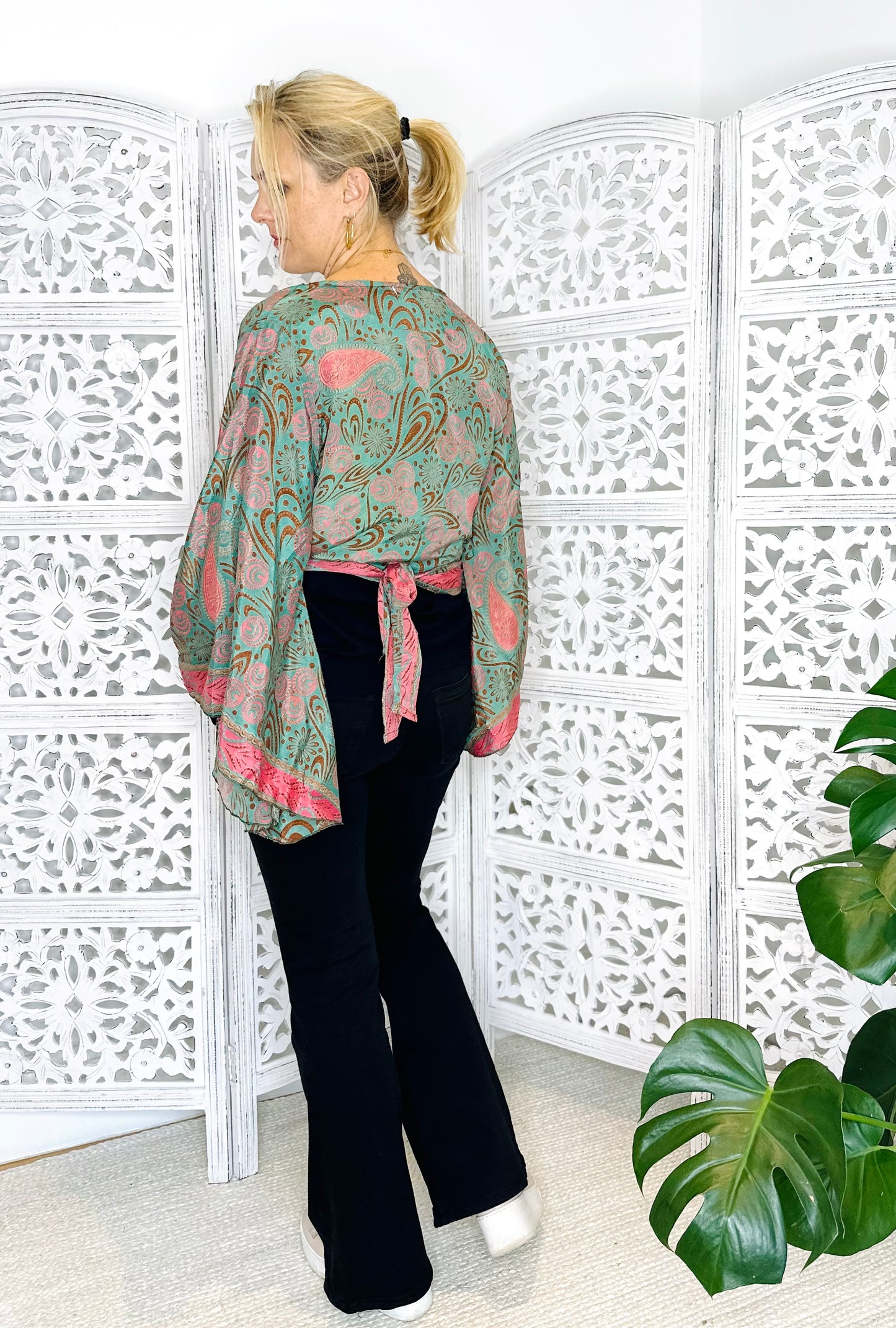 Soft Green Vintage Silk Kimono Wrap