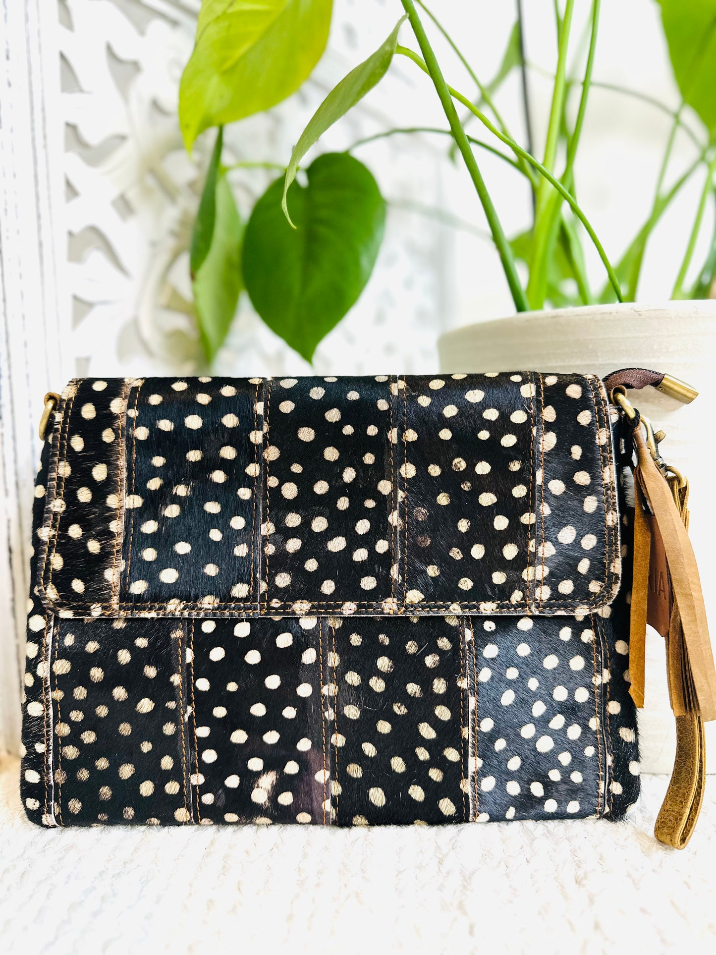 Black & White Spot Large Animal Print Clutch