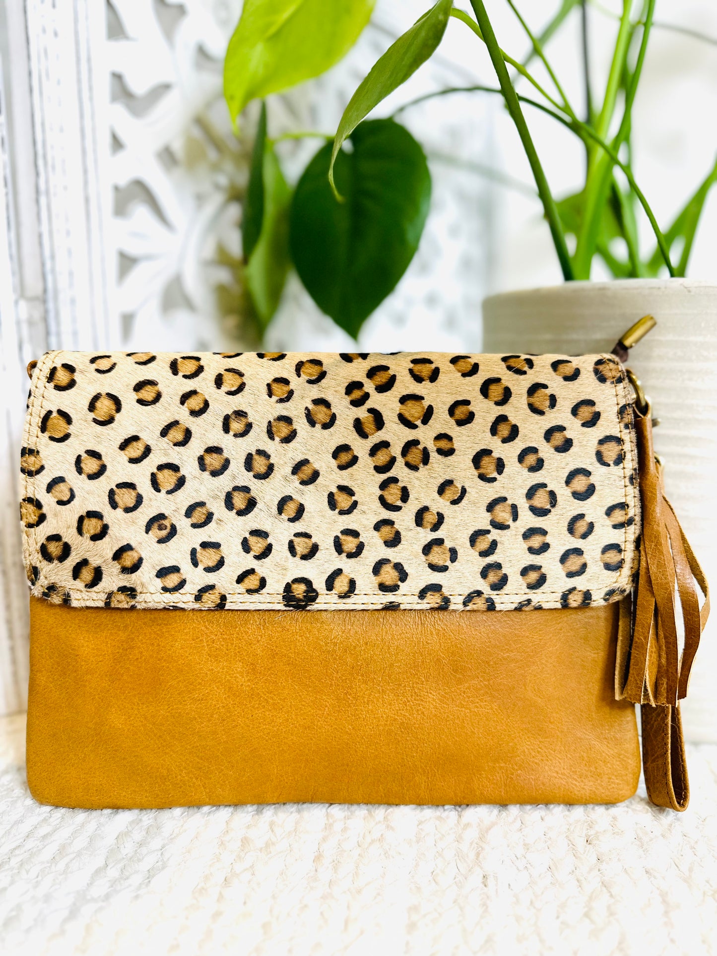 Leopard & Tan Large Animal Print Clutch