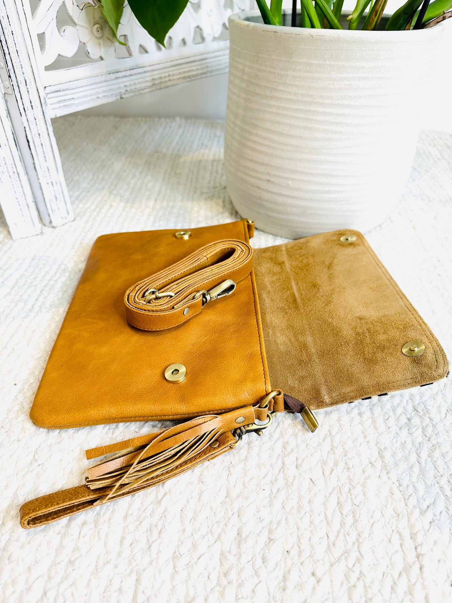 Tan Spotted Large Animal Print Clutch