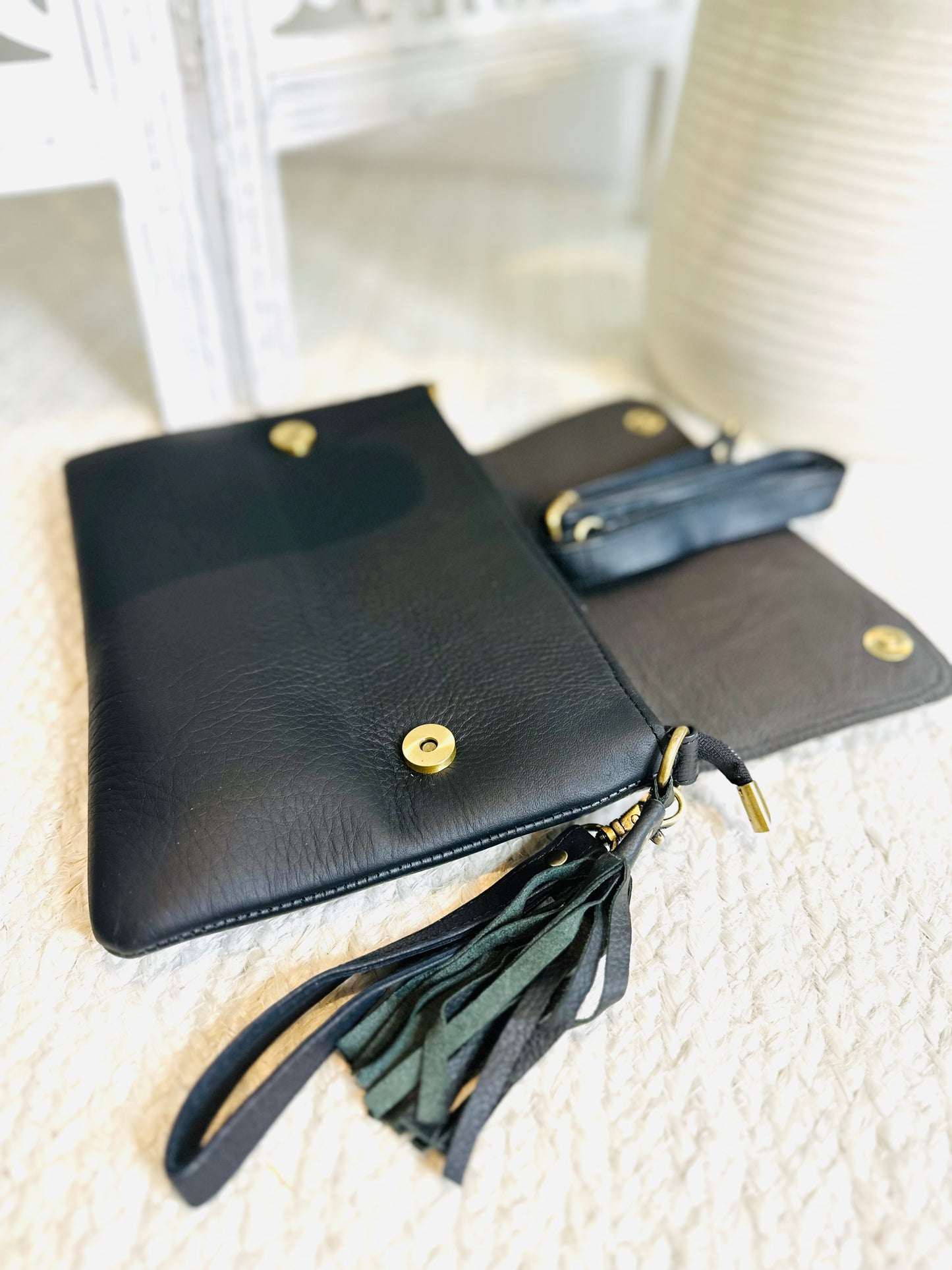 Black Spotted Large Animal Print Clutch