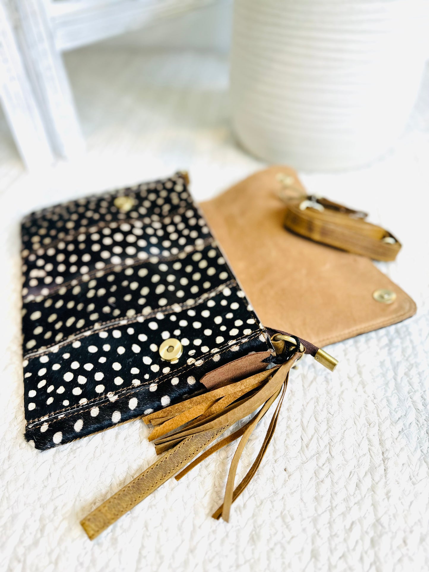 Black & White Spot Large Animal Print Clutch