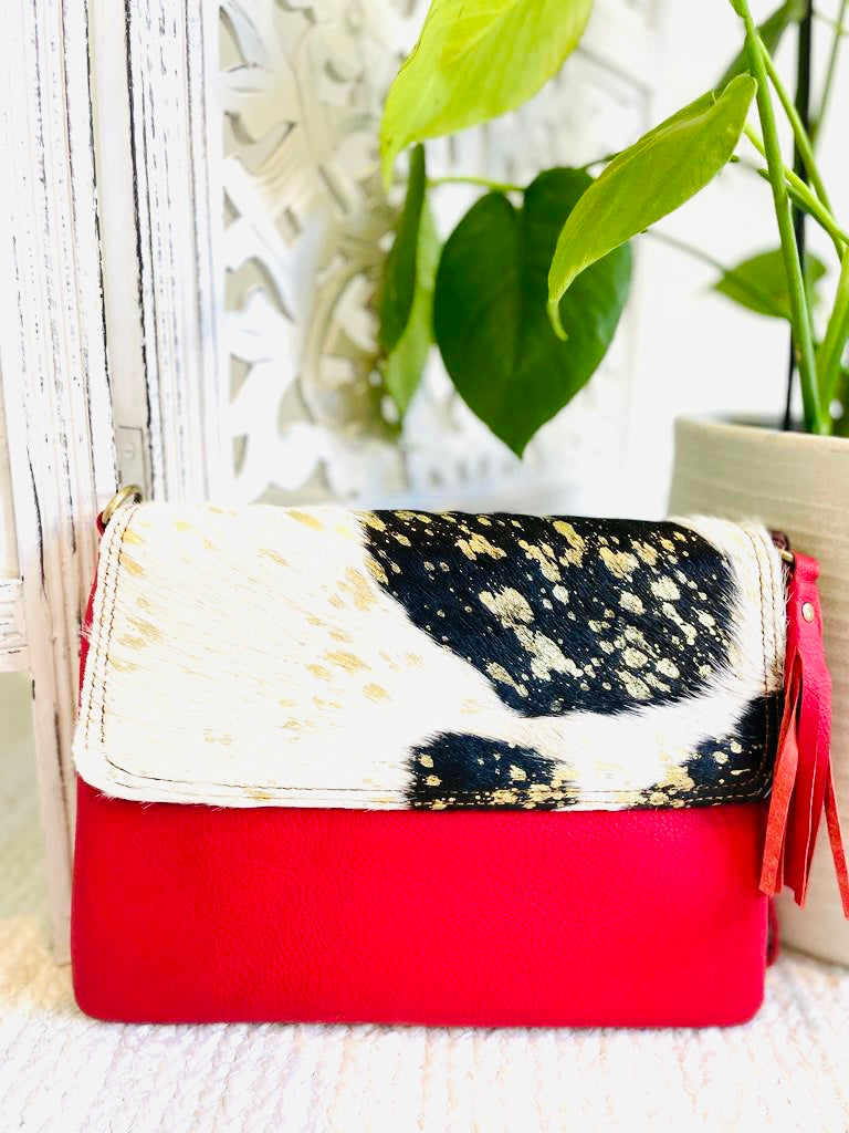 Red Large Animal Print Clutch