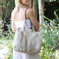 Soft Cream Leather Shopper Tote with Butterfly Stud Detail