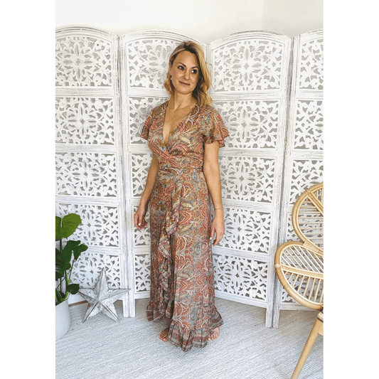 Paisley Print Wrap Dress