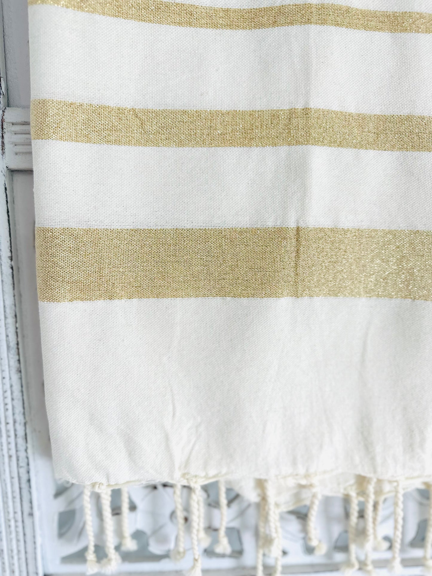 Cream Hammam Towel with Gold stripe