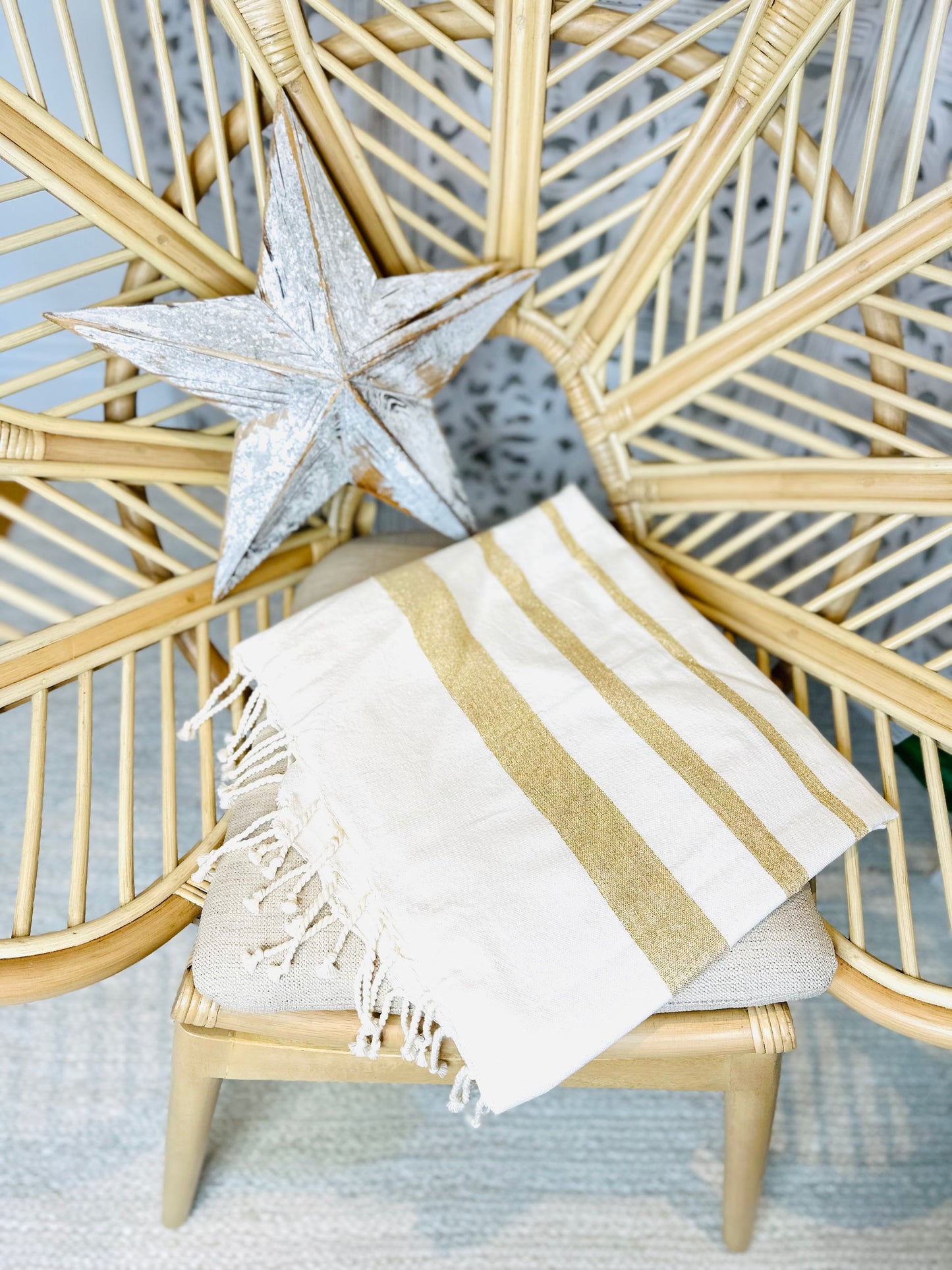 Cream Hammam Towel with Gold stripe