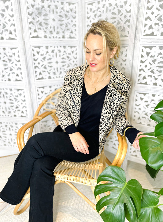 Leopard Print Cropped Jacket