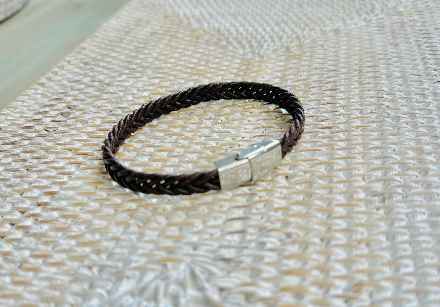 Brown Braided Leather Bracelet