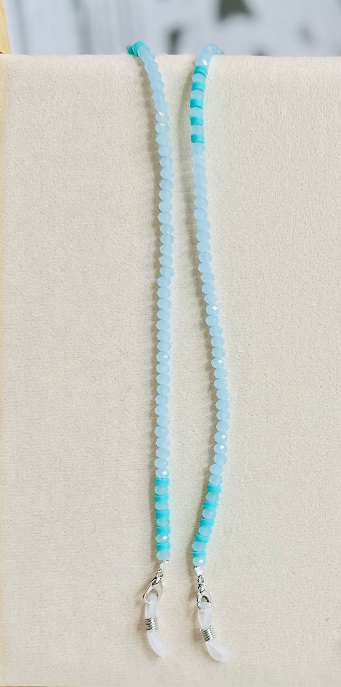 Pale Blue Natural Stone Beaded Sunglasses Chain