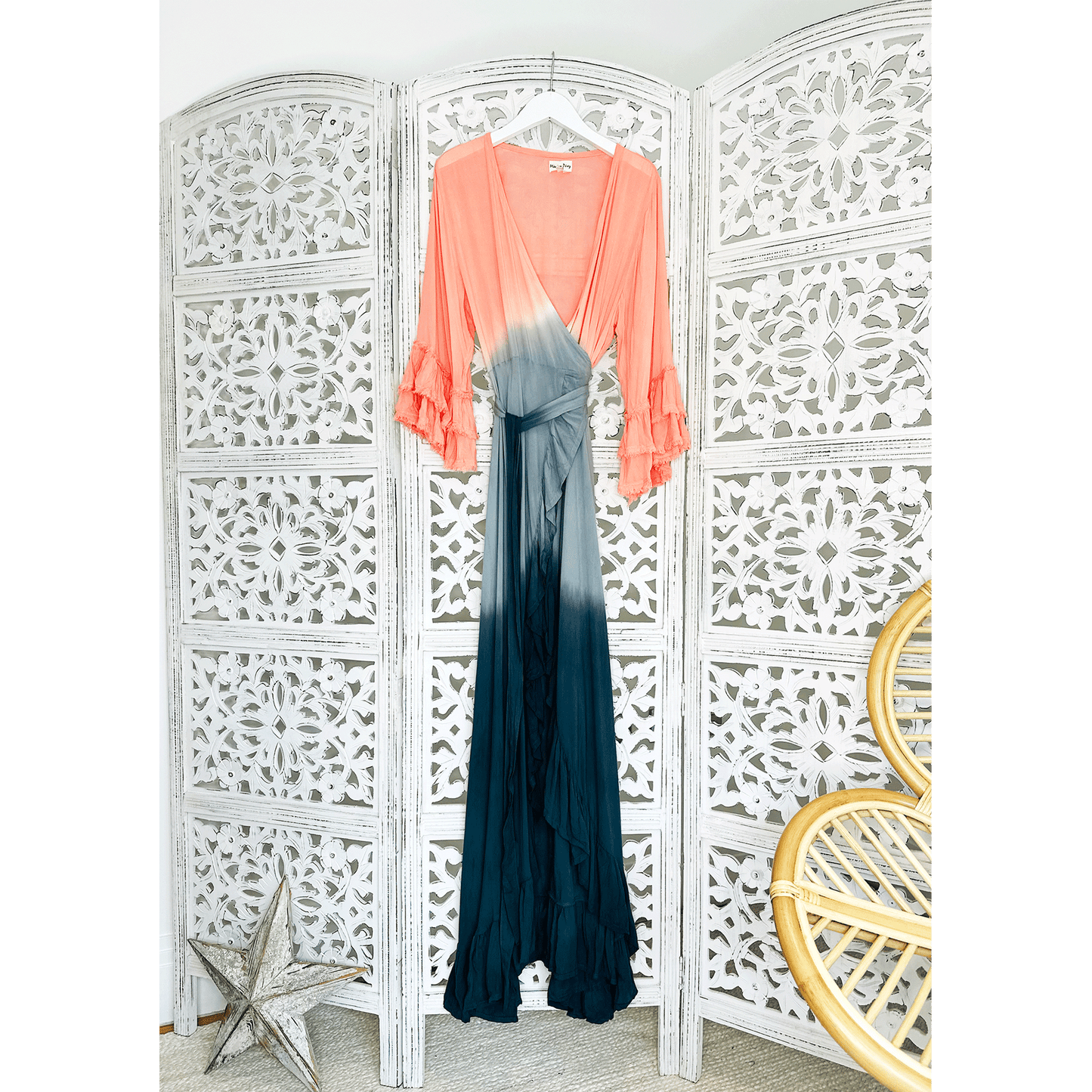 Ombre Wrap Maxi Dress