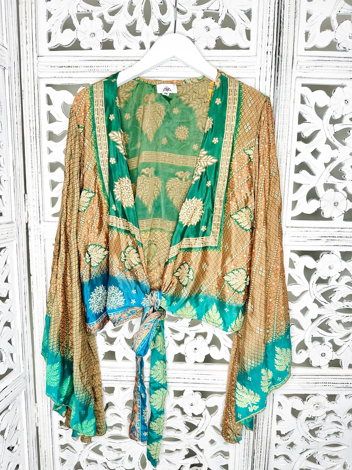 Forest Green Vintage Silk Kimono Wrap