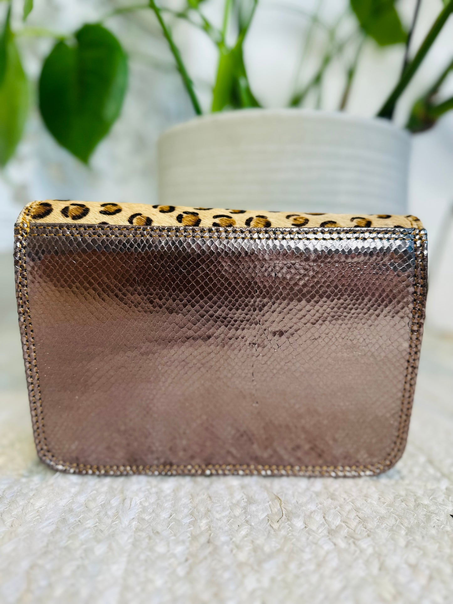 Leopard Print / Black Vintage Clutch