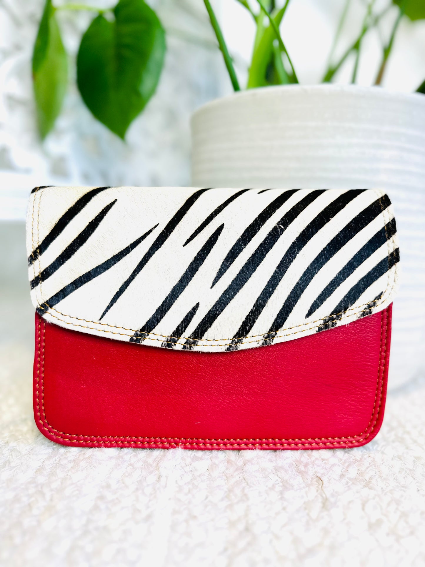 Zebra Print / Red Small Clutch