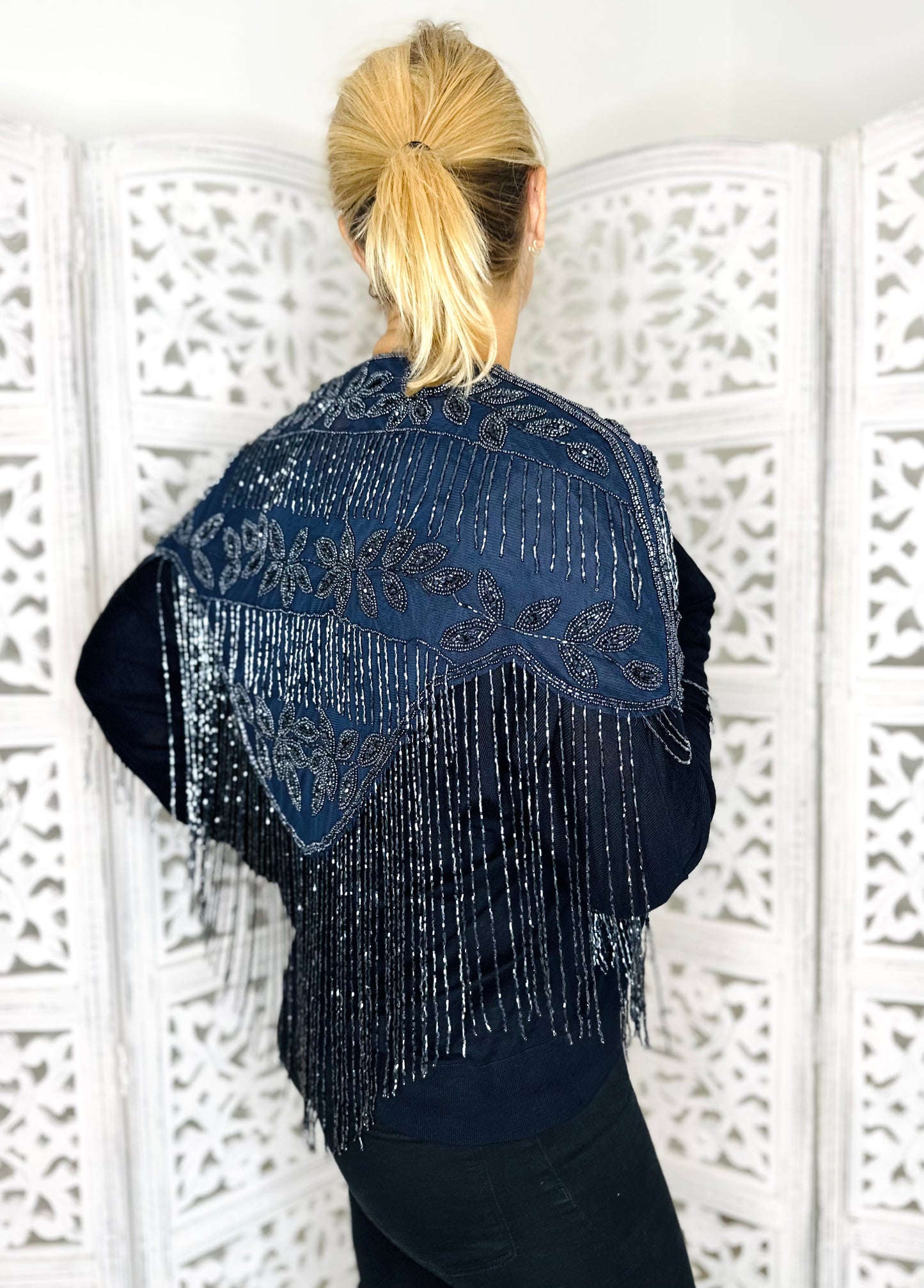 Blue Beaded Cape