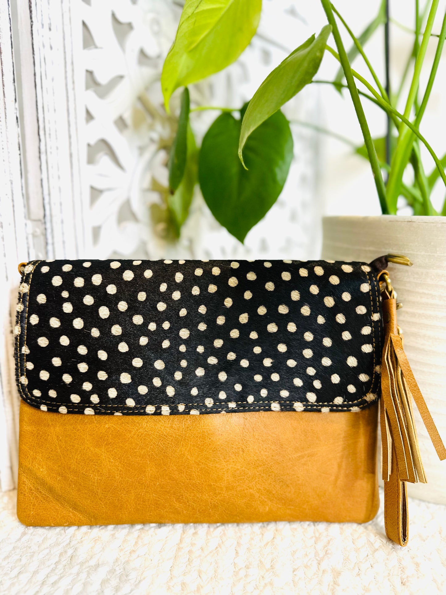 Spotted Tan large Animal Print Clutch