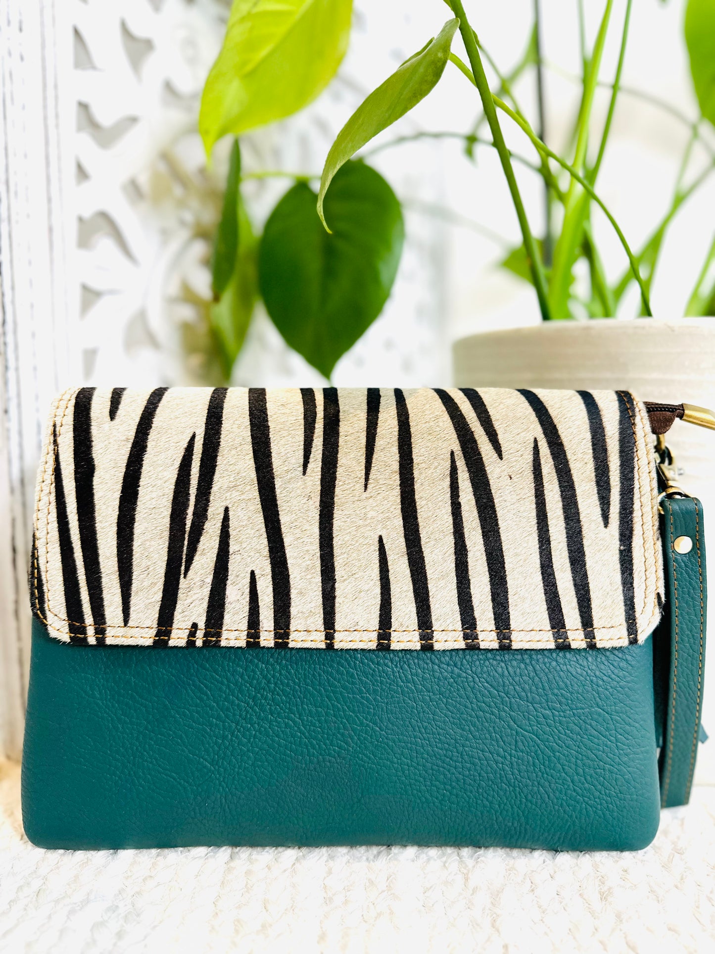 Green Large Animal Print Clutch