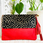 Monochrome Spot Red Large Animal Print Clutch