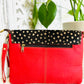 Monochrome Spot Red Large Animal Print Clutch