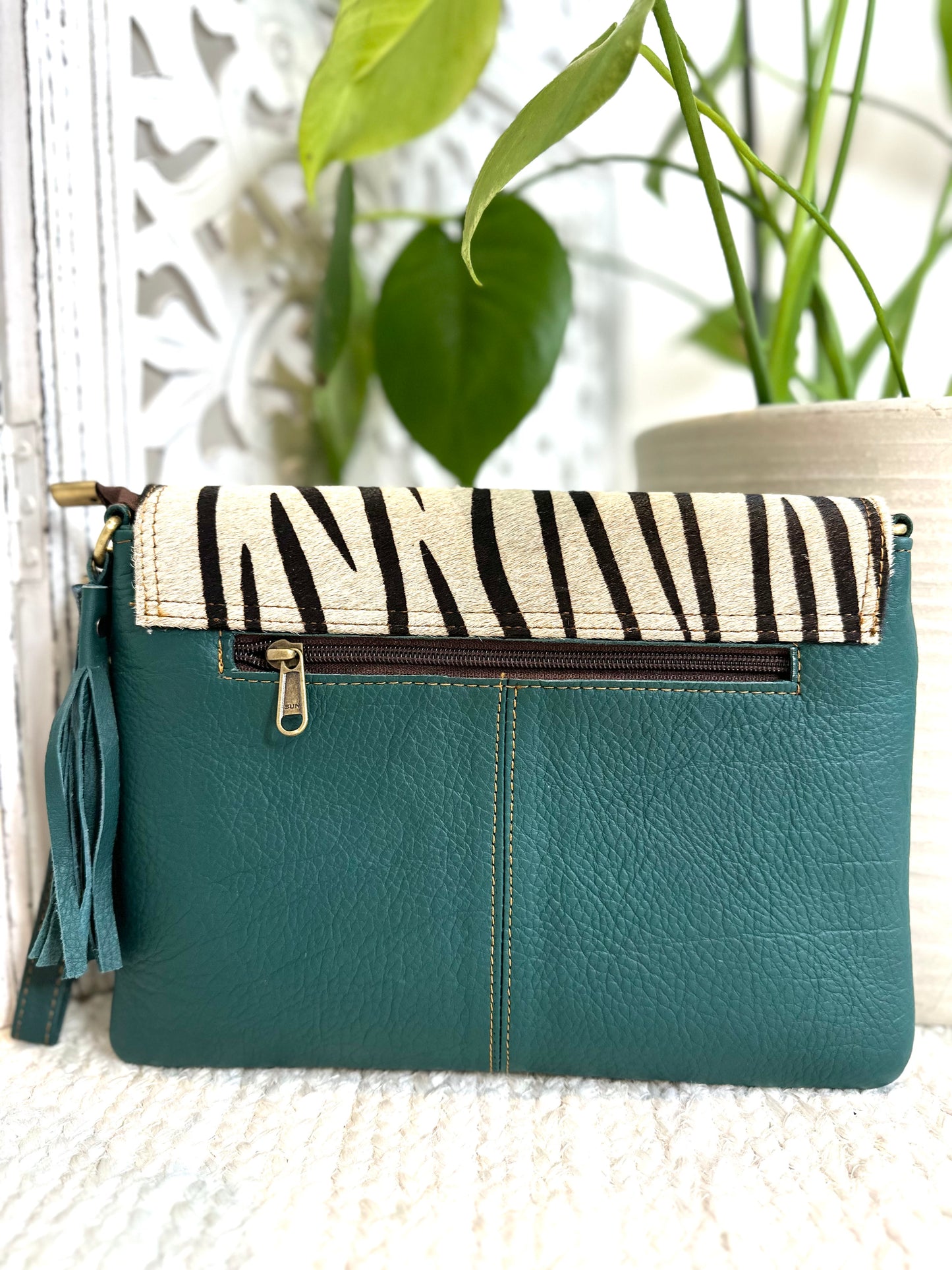 Green Large Animal Print Clutch