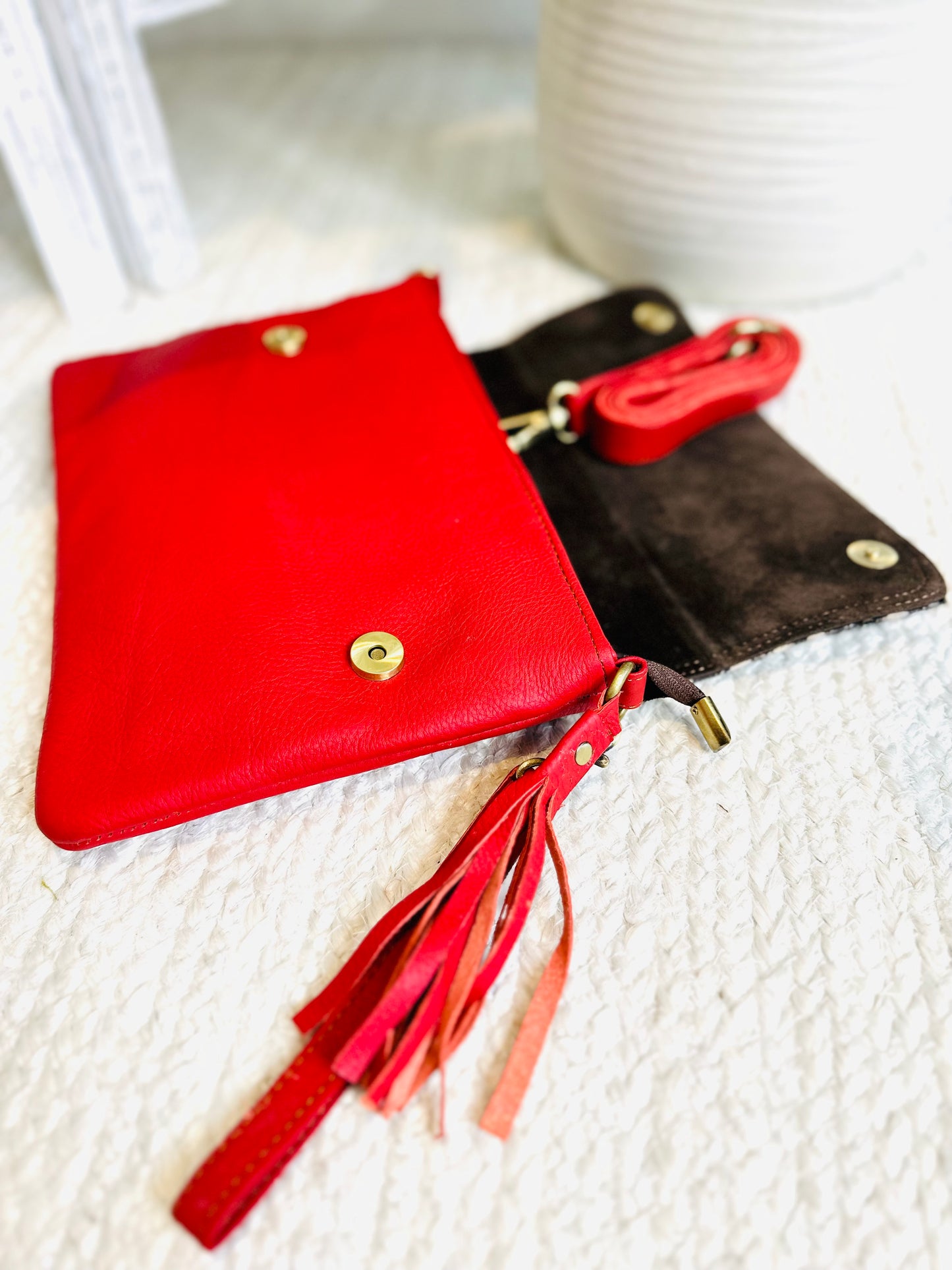 Monochrome Spot Red Large Animal Print Clutch